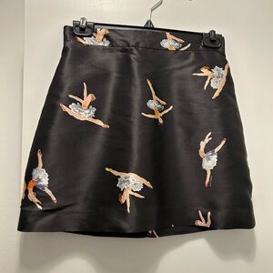 Rochas Black Skirt with Ballet Dancer Print